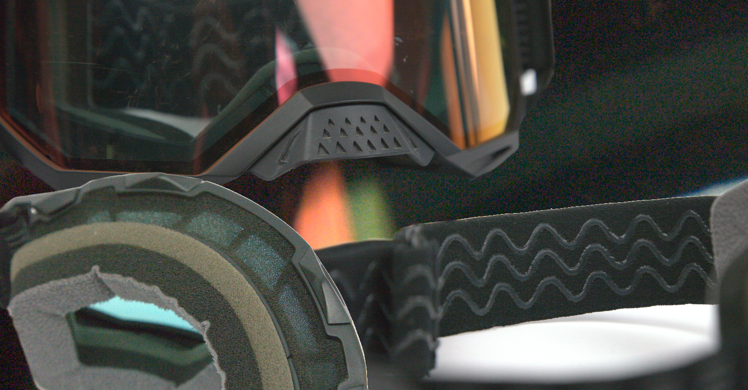 Détails du masque Buteo Abus : mousse double densité + aération - nez amovible - bandes adhésives