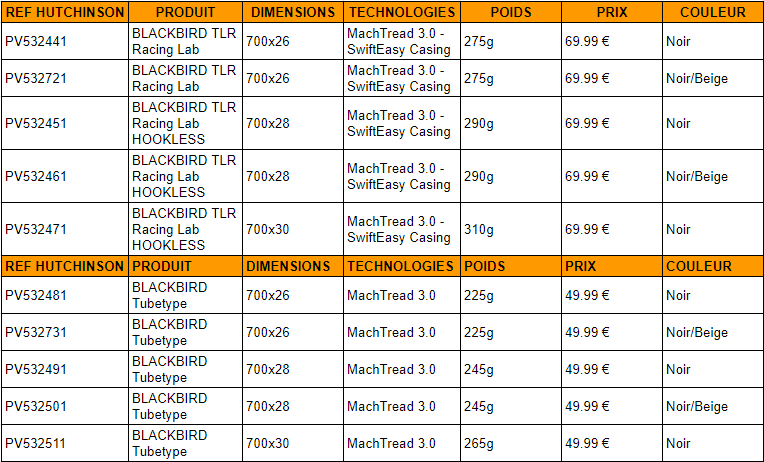 Cubiertas Hutchinson Blackbird